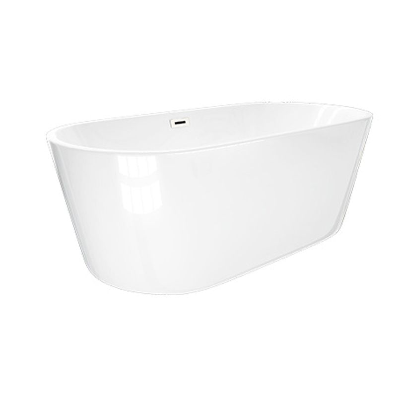 Oval Tub with Drain and Overflow Trim Modern Acrylic Soaking Bathtub