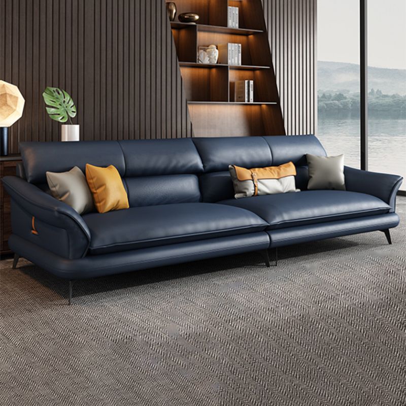 Modern Cushions Flared Arm Living Room Genuine Leather Seating