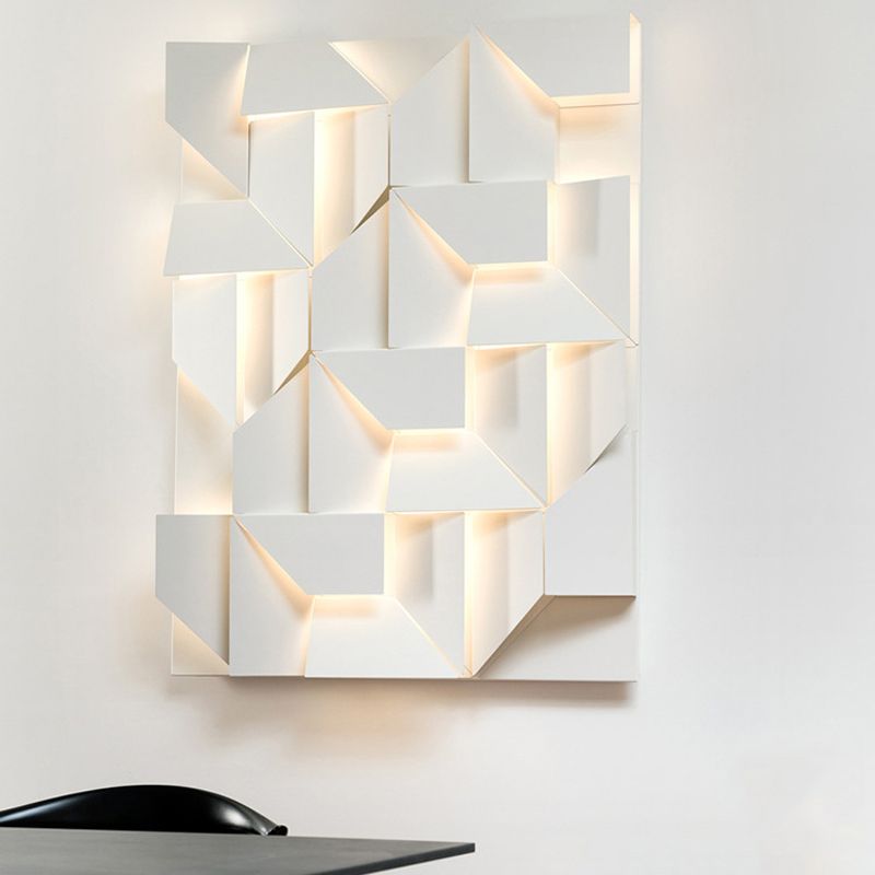 Modern Rectangle LED Wall Mount in Mate White Finish Geometric Wall Lighting