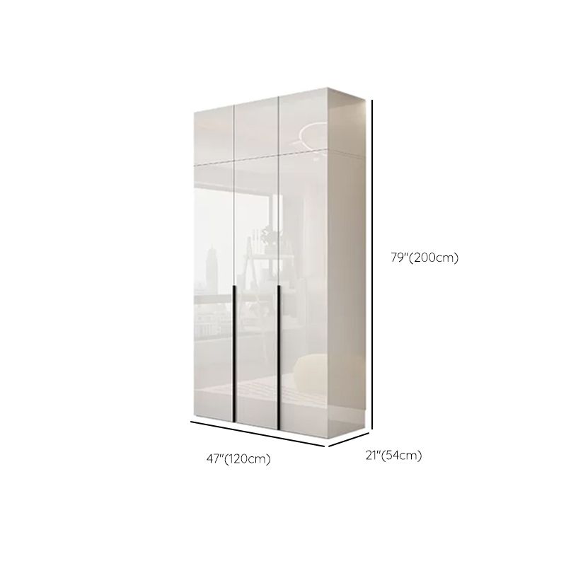 Engineered Wood Wardrobe Cabinet Modern Style White Armoire with Garment Rod