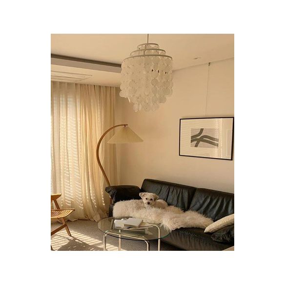 3-Tiers Shells Deco Hanging Light Contemporary Style Single Light Suspension Lamp for Dining Room