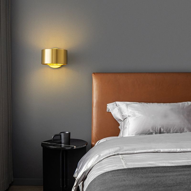 Solid Brass Drum 1 - Light Wall Sconce in Black / Gold Finish Wall Mounted Fixture