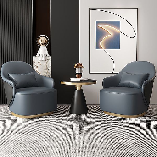 Recessed Arms Chair 25.59" Wide Faux Leather Arms Included Chair with Pillow Back