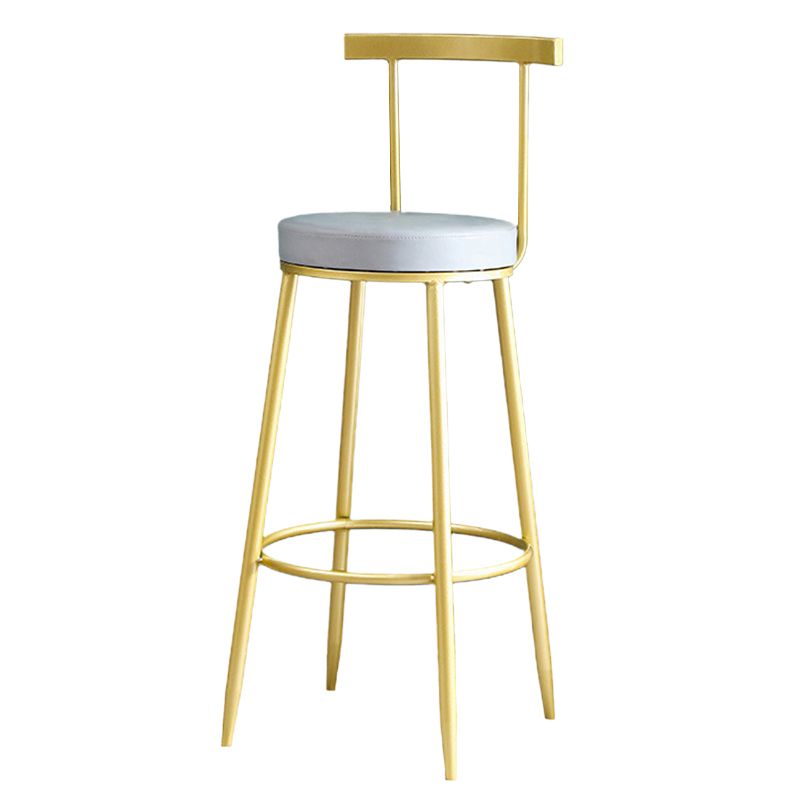 Metal Low Back Dining Stools Glam Armless Bar Stools with Gold Metal Base