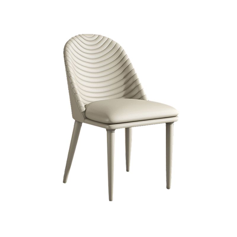 Contemporary Faux Leather Chair Armless Side Chairs with Metal Legs for Kitchen