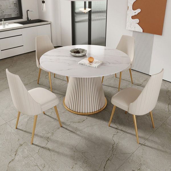 Sintered Stone Dining Table Round Dining Table with Metal Base