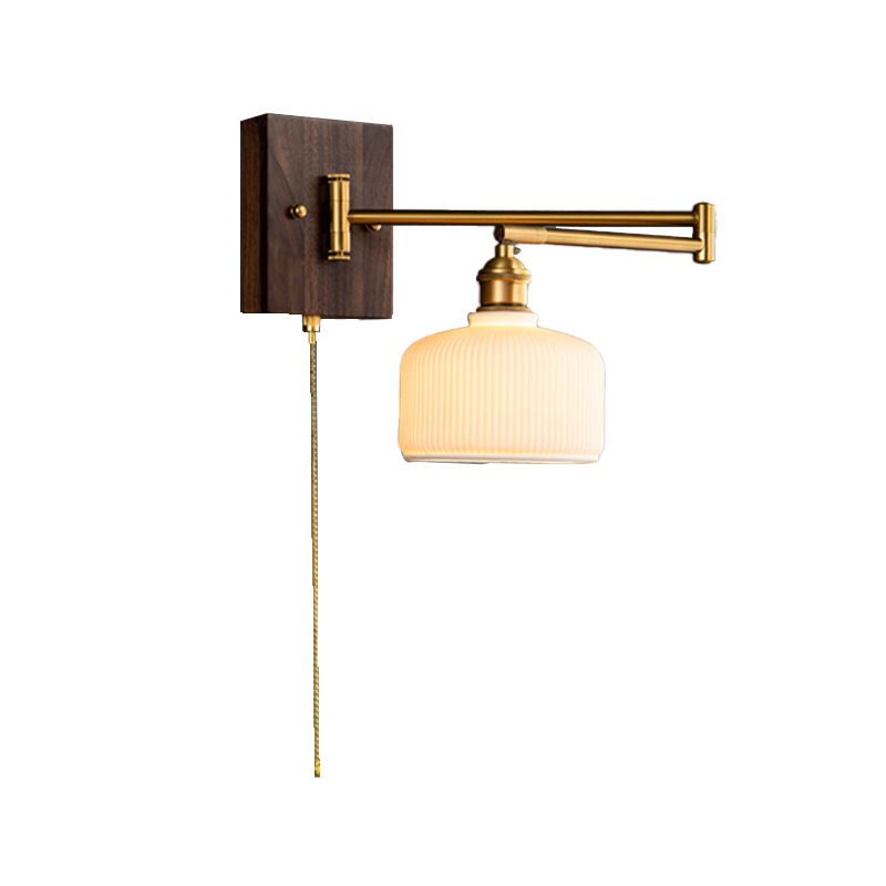 Metal Modern Wall Sconce Geometric Shape Wall Light with Ceramic Shade for Living Room