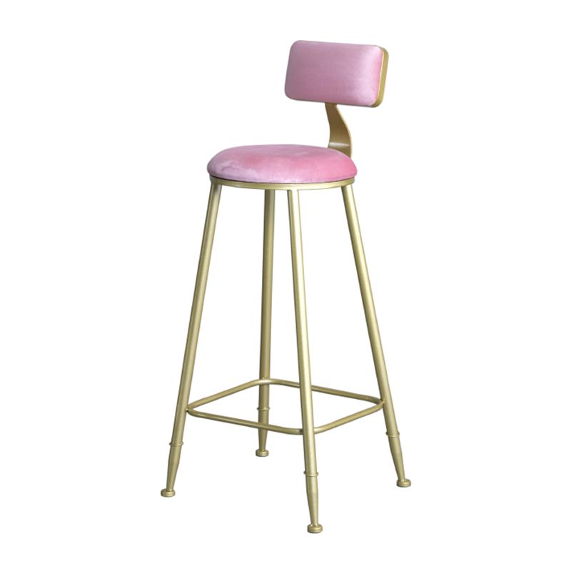 Glam Barhocker ohne Armlehnen, Barhocker aus Eisen, Milchteeladen, mit Samtkissen