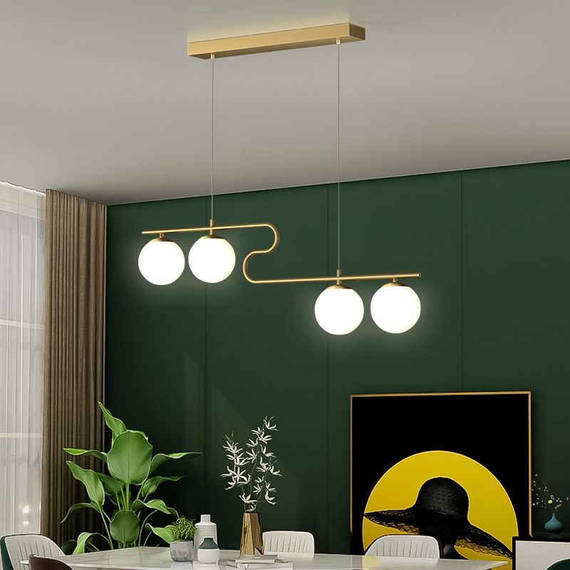 Lampadario lineare unico contemporaneo a 4 luci, lampadine incluse