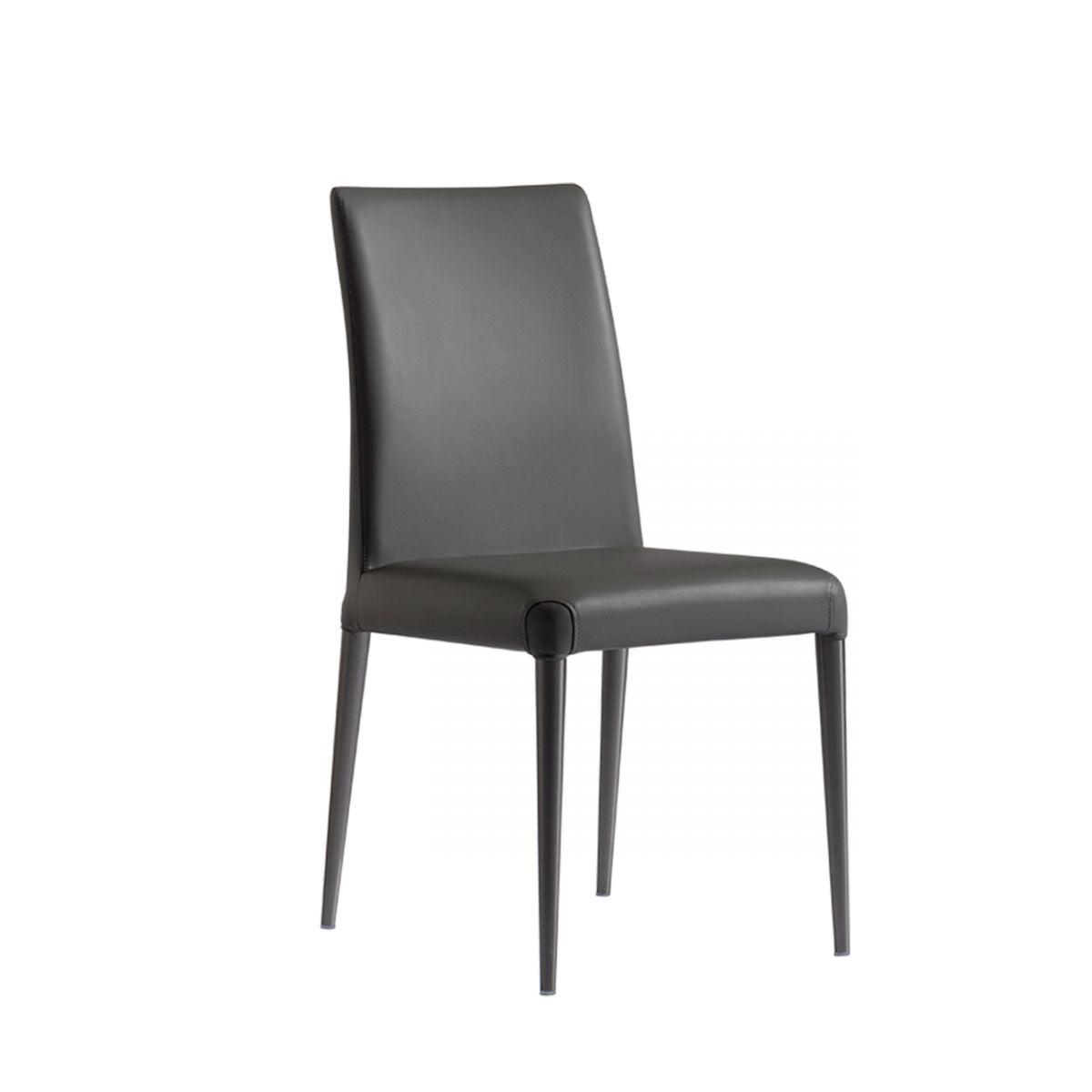 Chaise de salle à manger sans accoudoirs de style moderne, chaises de salle à manger rembourrées en cuir à dossier solide (Ensemble de 2)