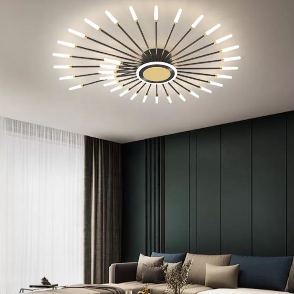 Plafonnier encastré Spoutnik en or noir, nouveau plafonnier moderne en acrylique pour le salon