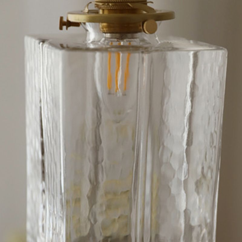 Modern Style Cuboid Shade Hanging Light Glass 1 Light Pendant Lamp for Home Stay