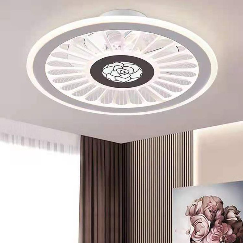 Einfachheit LED Deckenventilator weiße radförmige Halbflush -Licht mit Acrylschatten für Schlafzimmer