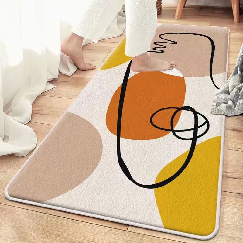 Dark Orange Casual Rug Polyester Color Piece Rug Stain Resistant Rug for Living Room