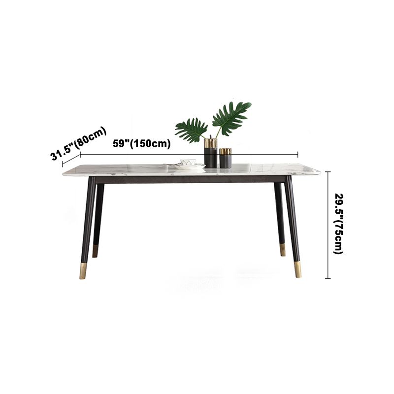 Mesa de comedor de lujo de mármol, mesa rectangular con base de 4 patas para el hogar