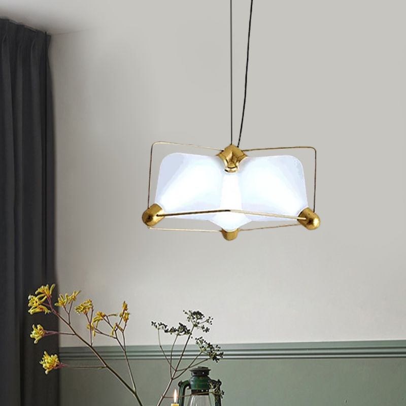 Opalglas Diamant Decke Kraut zeitgenössische 3 Lampen Gold LED Hängende Deckenlicht mit Rahmen in warmem/weißem Licht