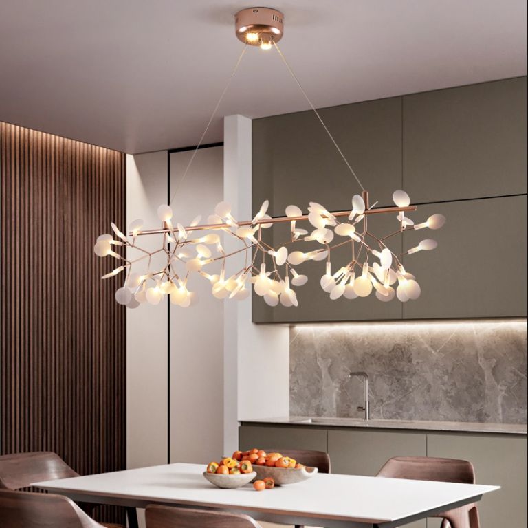 Gold de rosa contemporáneo lineal accesorios de iluminación de la isla lámpara de lámpara