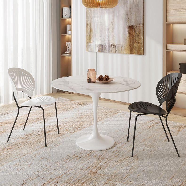 Round Kitchen Table Modern Sintered Stone White Dining Room Table