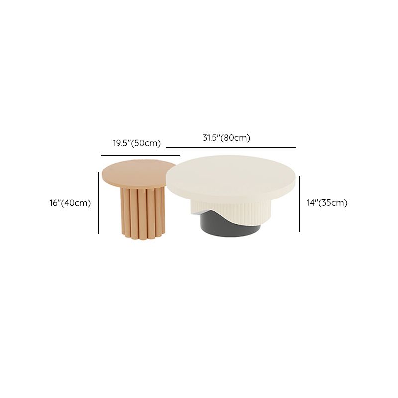 Contemporary Coffee Table Wooden Pedestal Round Coffee Cocktail Table