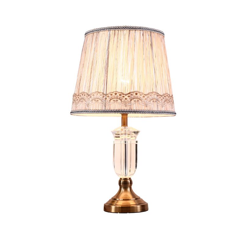 Conical Shade Task Lamp Modernist Fabric 1 Bulb Gold Reading Book Light for Study