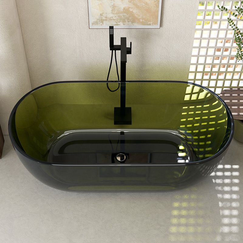 Oval Soaking Bathtub Freestanding Antique Finish Modern Bath Tub