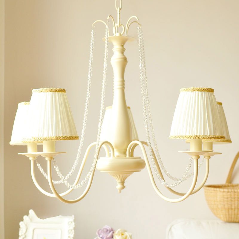5 lampadine il lampadario cristallino tonalità pieghettate pieghettate marrone/bianco soggiorno dell'illuminazione a sospensione a sospensione