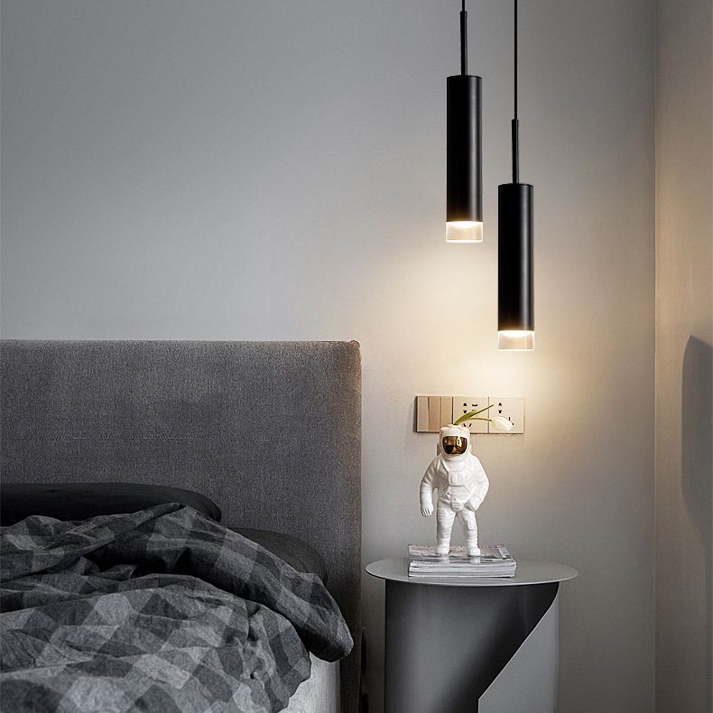 Lampe suspendue à LED cylindroïde en aluminium dans la simplicité moderne pendentif acrylique pour les espaces intérieurs