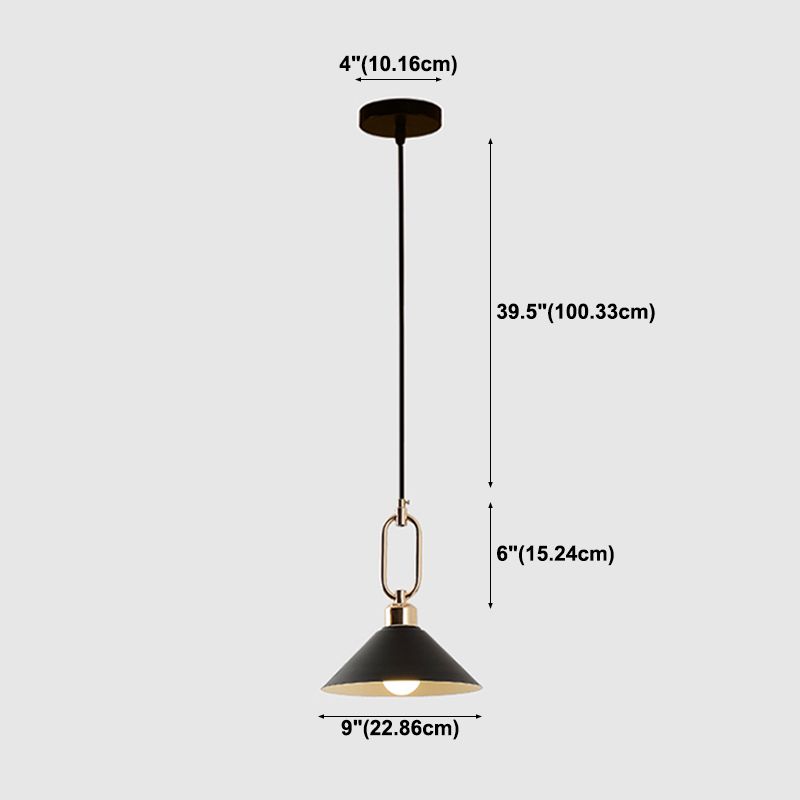 Cone Shape Hanging Lighting Modern Macaron Style Metal 1-Light Hanging Lamp for Bedroom