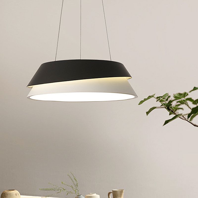 Kit de luz colgante de cono negro LED de techo colgante acrílico moderno en luz cálida/blanca