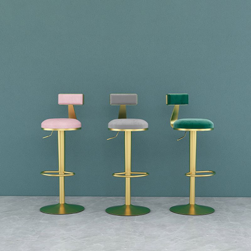 Glam Liftable Backrest Counter Stool Iron Household Bar Stool with Cushion
