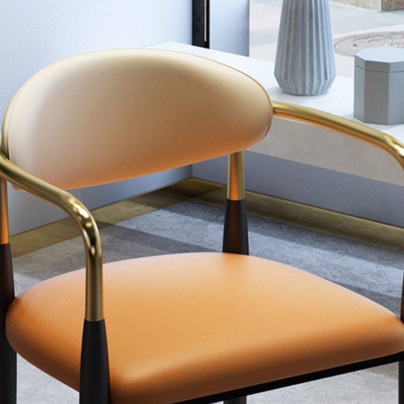 Faux Leather Dining Side Chair Open Back Dining Side Chair for Home