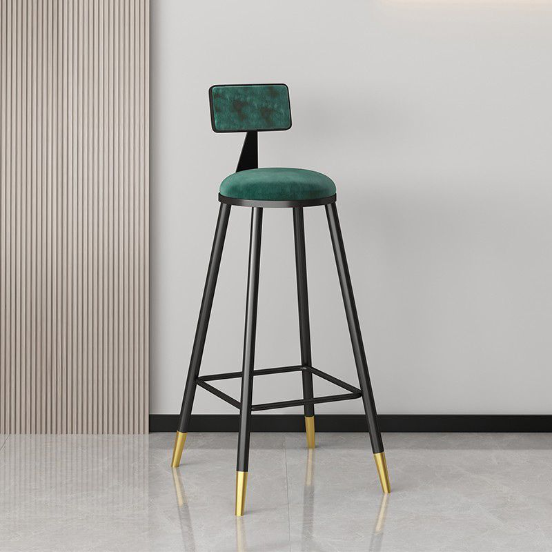 Modern Armless Backrest Counter Stool Steel Barber Shop Bar Stool with Cushion and Pedal