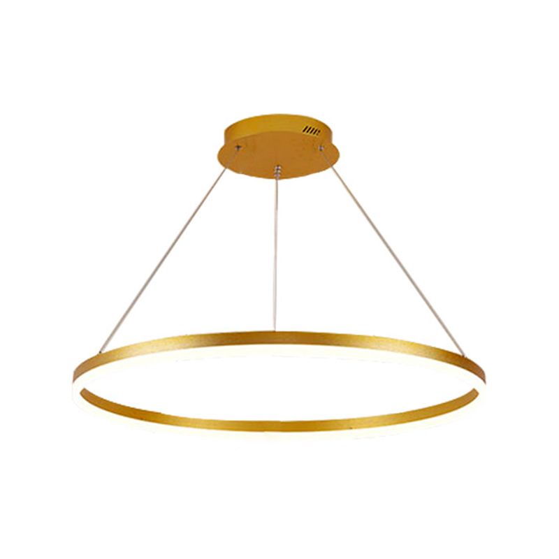 Ring kroonluchter lamp Minimalistisch metaal 16 "/19.5" /23.5 "met LED -slaapkamer plafond hanger in goud, warm/wit licht