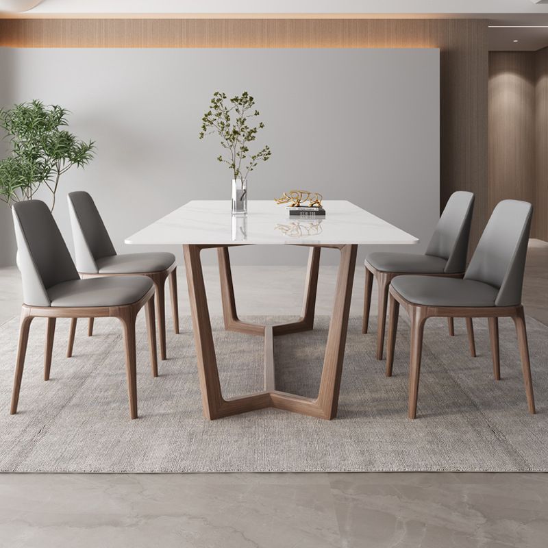 Industrial Style Dinner Table Rectangle Stone Dining Site Table in White