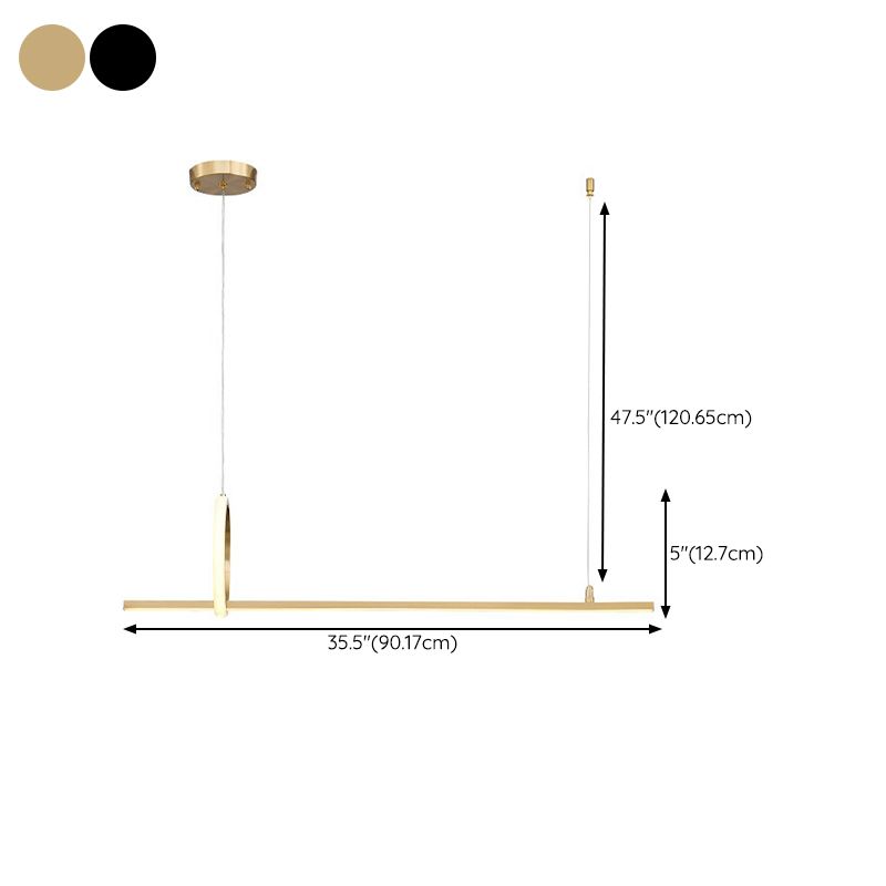 Metal Linear Island Pendant Lighting Modern 2-Light Island Light Fixtures
