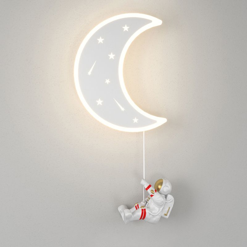 Moon Shape Wall Mount Light Children LED Wall Light with Acrylic Shade for Bedroom
