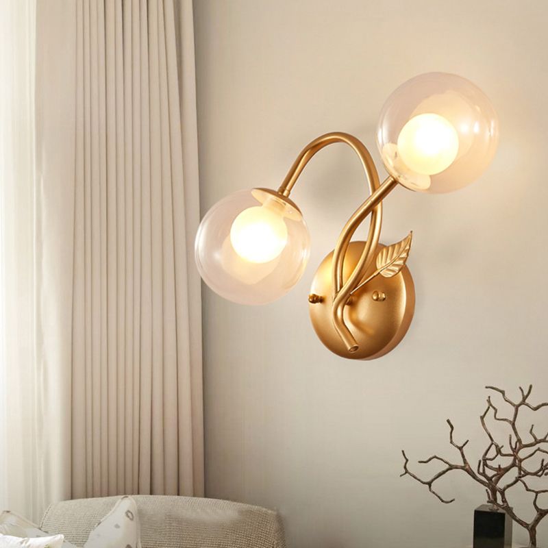 Industrial Style Ball Wall Sconce Glass 2 Light Sconces for Dining Room