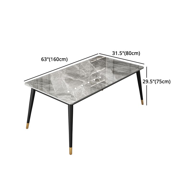 Glam Rectangle Dinette Set 1/4/5/7 Pieces Dining Table Set with Grey Sintered Stone Top