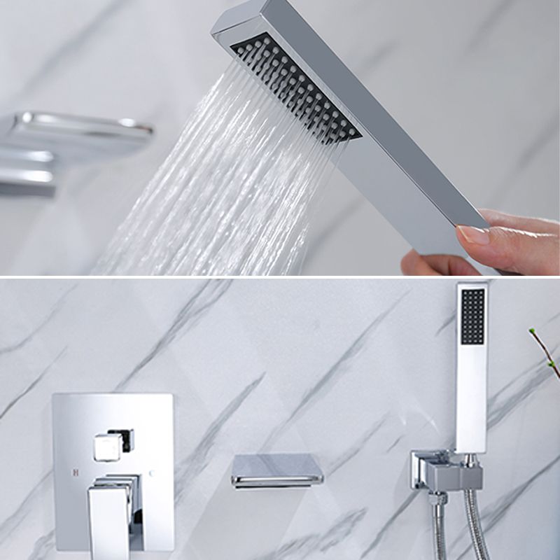 Modern Wall Mounted Metal Tub Filler Low Arc Bathroom Faucet