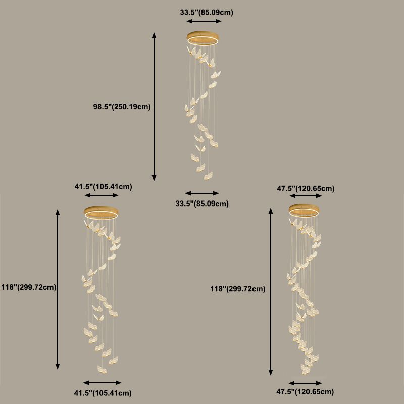 LED Butterfly Pendant Chandelier Nordic Style Butterfly Light Fixture For Loft Staircase