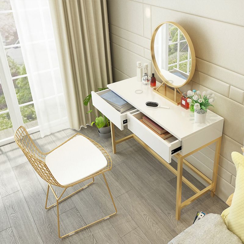 Bright White Makeup Vanity Desk 15.74" Wide Vanity Tables with 2 Storage Drawers