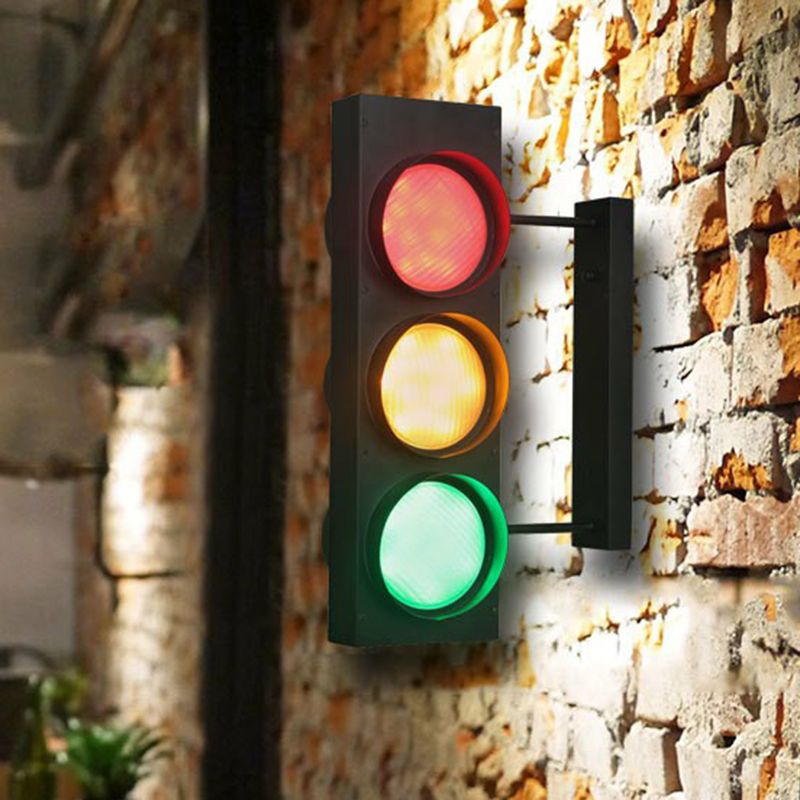 Ampelbrett Wandbeleuchtung dekoratives Metall Restaurant Wandleuchte Licht in Schwarz