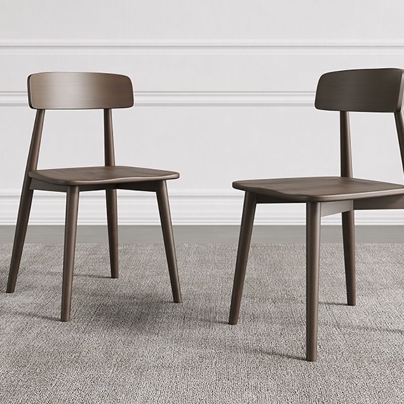 Modern Open Back Side Chair Upholstered Dining Chair with Wooden Base