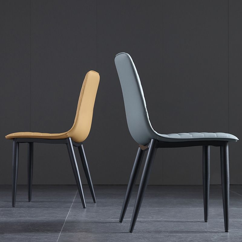 Industrial Faux Leather Chairs Armless Side Chairs with Metal Legs for Home Use