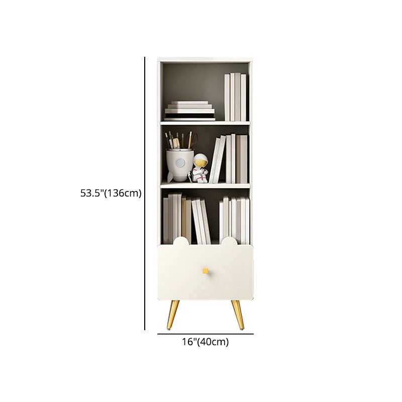 Wood Standard Bookcase Contemporary Style Closed Back Bookshelf with Drawer