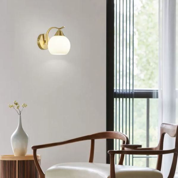 Glass Global Sconce Light Fixture Simplicity Style Gold Wall Lighting Fixture for Living Room