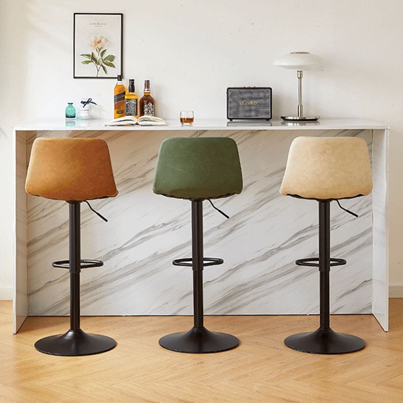 Taburete de bar de cuero moderno, reposapiés, cubo, taburete de mostrador interior ajustable