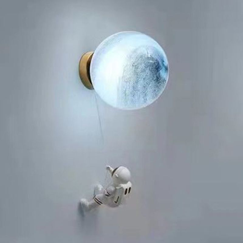 Children Metal Wall Light Flush Mount Globe Shaded Lighting for Foyer and Home