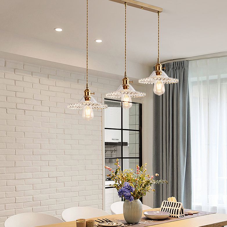 3 Lights Multi Light Pendant Modern Simple Prismatic Glass Hanging Light for Restaurant