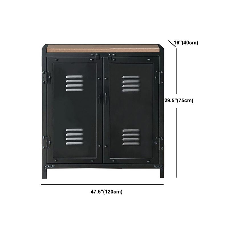Black Industrial Accent Cabinet with Doors and Bar Pulls Storage Cabinet
